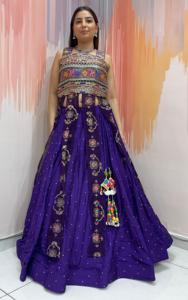 Celebrity Russian Silk Long <b>Jacket</b> Style Chaniya Choli With Embroidered Dupatta Navratri <b>Wedding</b> Wear <b>Women</b> Set - Product Image 3