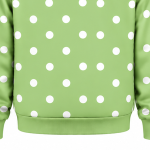 Light Green <b>White</b> Polka Dot <b>Women</b> <b>Hoodie</b> Casual Pullover Fleece Sweatshirt Long Sleeve Drawstring Hood Front Kangaroo Pocket - Product Image 6
