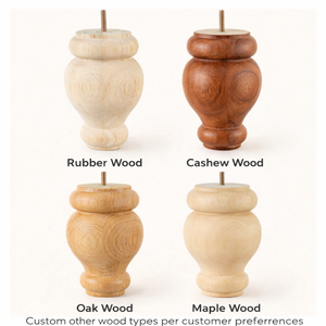 Pied de meuble de remplacement robuste en bois massif tourné, design traditionnel, pour canapé, table, armoire, installation facile, fournisseur - Product Image 3