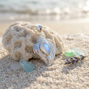 Collar con Colgante de Piedra Lunar Arcoíris Hecho a Mano, 6x10mm, Piedra Lunar Natural, Chapado en Plata, Acabado Mate Satinado, Latón, Geométrico, Estilo Boho - Product Image 1