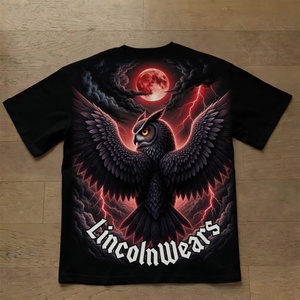 USA Custom Men's <b>Gothic</b> Owl Print Cotton Streetwear T-<b>Shirt</b> Short Sleeve O-Neck Oversized Fit Digital Printed Crop Eco-Friendly - Product Image 2