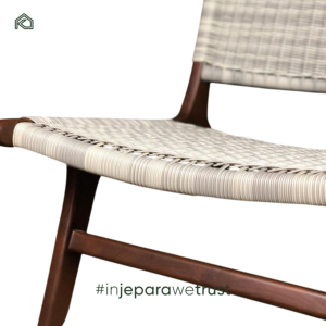 Fauteuil lounge en bois de teck massif fait main avec corde tressée en lin, style moderne du milieu du siècle, style naturel pour salon et balcon - Yuki - Product Image 2