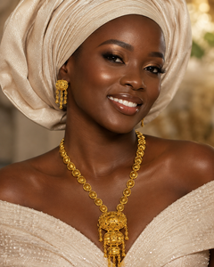 New Design African Tribal Statement Gold Plated Jewelry Set Box Chain Flower Shape <b>Charm</b> Necklace for Wedding Fashion - Product Image 3