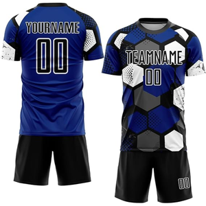 Maillots de football personnalisés de haute qualité imprimés pour club, kit uniforme à manches courtes, personnalisable, anti-humidité, 100 % polyester pour équipe - Product Image 1