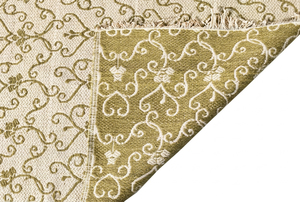 พรมตกแต่ง DECORDEC สีเขียวมะกอกงาช้าง ทำจากขนสัตว์ ทอแบบแบน กันลื่น เป็นมิตรกับสิ่งแวดล้อม ลายเถาวัลย์ พร้อมชายครุยสีขาว - Product Image 4