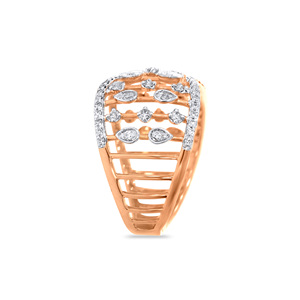 Anillo de banda ancha de lujo para mujer, chapado en oro rosa, con diamantes CZ de formas mixtas y engaste pavé. - Product Image 4