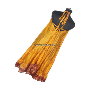 Vestido de Sari de Seda Vintage Estampado, Estilo Bohemio Hindú, Exclusivo y Elegante para Mujer, Vestido de Noche sin Mangas - Product Image 5