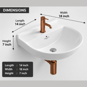Lavabo Ovalado de Cerámica para Colgar en la Pared, Lavabo de Baño de Diseño Moderno con Acabado Pulido, Artículos Sanitarios para Uso Hospitalario - Product Image 3
