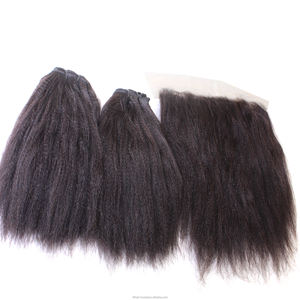 Extensions de cheveux humains vierges pour boucles pixie, trame super double drawn, coupe pixie 100% vierge avec closure frontale en dentelle - Product Image 4