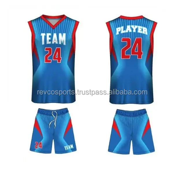 Uniforme de baloncesto azul, conjuntos de equipos de diseño clásico, conjuntos de uniformes de baloncesto juvenil, uniformes de baloncesto con nombre de equipo personalizado