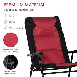 Set di Mobili da Esterno Stile Bistrot in 2 Pezzi, 2 Sedie a Dondolo Pieghevoli Imbottite in Rosso per Veranda Ospedaliera, Campeggio, Balcone - Product Image 6