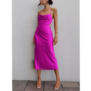 Vestido Maxi Casual de Satén Transpirable con Cremalleras, sin Mangas, sin Espalda, con Cintura Natural y Diseño Hueco, para Fiesta, Verano 2026, para Mujer - Product Image 2