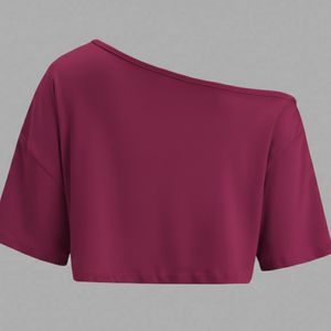 เสื้อครอปท็อปผู้หญิง แห้งเร็ว ลายพิมพ์เรียบ ผ้ายืด สแปนเด็กซ์ แขนสั้น เสื้อฤดูร้อน พร้อมโลโก้สั่งทำ บังกลาเทศ - Product Image 4