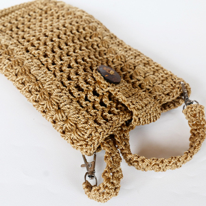 Pochette courte à bandoulière en nylon crochetée à la main avec fermeture éclair anti-RFID, couleur kaki, design personnalisé, haute qualité, mode féminine - Product Image 6