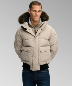 Chaqueta acolchada personalizada para hombre para invierno, ropa informal premium para exteriores, a prueba de viento, con cierre de cremallera y bolsillos laterales, abrigo para hombre - Product Image 1