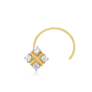 Pendiente de Nariz de Oro Amarillo de 14K para Mujer, con Diamante de Corte Brillante Redondo, Estilo Minimalista, para Uso Diario - Product Image 1