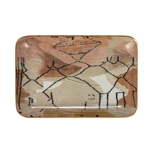 Mini bandeja de servicio de hierro esmaltado rectangular hecha a mano de alta calidad, ilustración ricamente detallada, apta para lavavajillas, comedor de lujo para el hogar - Product Image 1