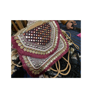 Ethnic Mirror Work Embroidery Jute Coin Clutch Bag Handmade <b>Small</b> Purse Traditional Women Fashion <b>Wallet</b> - Product Image 1