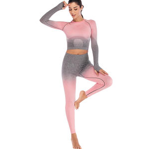 Nuevo Conjunto de Yoga de Dos Piezas para Mujer, Otoño-Invierno, de un Solo Hombro, Ajustado, Manga Larga, Color Sólido, Antibacteriano, con Pantalones Anchos Ligeramente Acampanados - Product Image 1