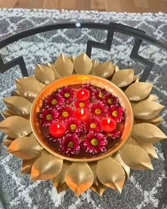 Glossy Finish Metal Urli Bowl Floating Diya Water Bowl Flower Urli for <b>Temple</b> Decoration - Product Image 4