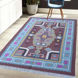 Alfombras Dhurrie de algodón hechas a mano Flatweave para uso en sala de estar y dormitorio suaves y duraderas con estilo 001 - Product Image 1