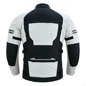 Men's Black <b>White</b> Color Blocking Motorcycle <b>Jacket</b> Stand Collar Zipper Closure Moto <b>Biker</b> Style Windproof Waterproof - Product Image 2