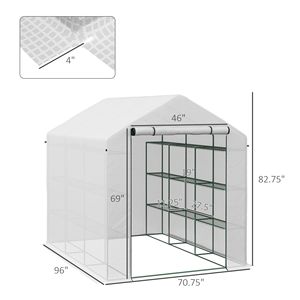 Large White Walk-In <b>Greenhouse</b> with <b>Shelving</b> PE Cover & Roll-Up Door for Garden & Outdoor Use - Product Image 3