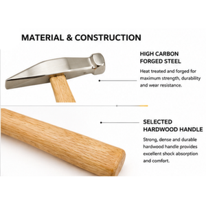 MANAN INSTRUMENTS Marteau à riveter avec manche en bois, en acier allié, pour la pose de bijoux, la perlage, outil de façonnage de métaux à tête plate et ronde - Product Image 2