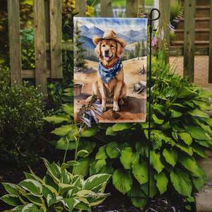 Bandera de jardín multicolor, obra de arte de vaquero Golden Retriever para Patio, da la bienvenida a los invitados, camas de flores, para buzón de bienvenida - Product Image 2