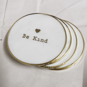 Juego de 4 Posavasos de Mármol con Incrustaciones de Latón, Diseño de Lujo, Semiasorbentes, de Corcho, para Mesa, con Piedra Natural Real - Product Image 4