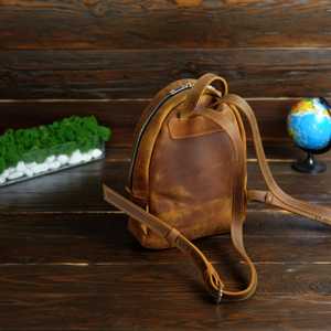 Elegant Style Genuine Leather Mini Laptop <b>Backpack</b> Purse <b>Small</b> Real Leather Daypack Luxury <b>Women</b> Travel Rucksack LMBP-0050B - Product Image 2