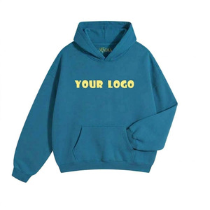 <b>Pullover</b> Hoodie 100% Cotton Oversized Winter 350g Solid Front Custom Logo Branded Sweatshirt - Product Image 3