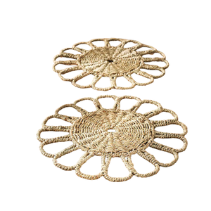 Wedding Seagrass Place <b>Mats</b> <b>Round</b> Hand-Woven Wicker <b>Table</b> <b>Mats</b> Natural Straw Chargers for Reception Tableware - Product Image 2