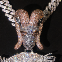 Pendentif breloque chèvre en moissanite pour homme, chaîne cubaine, bijoux de luxe plaqué or en forme de lettre, style rappeur hip-hop