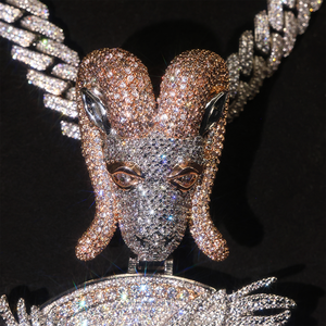 Pendentif breloque chèvre en moissanite pour homme, chaîne cubaine, bijoux de luxe plaqué or en forme de lettre, style rappeur hip-hop - Product Image 2