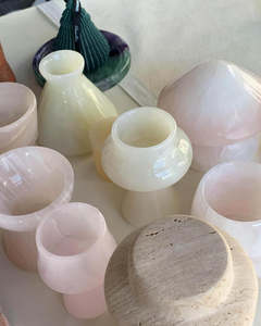 Diffuseur d'huiles essentielles en onyx rose artisanal, porte-bougie, pierre naturelle, décoration de luxe pour la maison, cadeau - Product Image 4