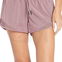 Shorts pour femmes à taille haute avec cordon de serrage, couleur unie, séchage rapide, coupe sportive, en tricot de spandex et polyester, avec poches