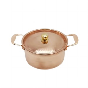 Olla Redonda de Cobre con Tapa y Perilla de Latón, Aspecto Antiguo y Duradero - Product Image 5