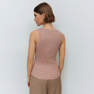 Camisetas de tirantes acanaladas de diseño personalizado, estilo casual, para gimnasio, transpirables, ajustadas, estilo urbano, para mujer, para adultos. - Product Image 3