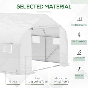 Invernadero Ecológico de 11.5X10X6.5 con Estructura de Acero Blanco, 6 Ventanas Enrollables, Puerta con Cierre y Cubierta de PE - Product Image 4