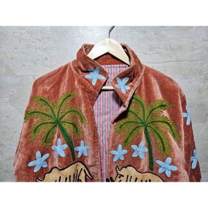 Chaqueta Varsity de Algodón Orgánico Ecológico para Mujer, con Patrón Animal Bordado, Cuello con Botones, Mangas Largas, para Invierno/Otoño - Product Image 4
