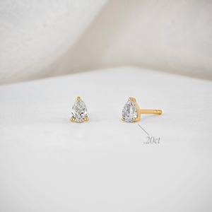 Single 14K Gold Pear Lab Grown Diamond Stud <b>Earring</b> Minimalist Diamond Stud <b>Earring</b> Solid Gold Elegant Jewelry For Women - Product Image 1
