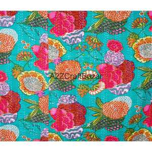 Edredón Kantha de Algodón Orgánico, Hecho a Mano, Bordado, Reversible, Diseño Vintage, para Uso en Hoteles y Hogares, Ecológico, para Todas las Estaciones - Product Image 2