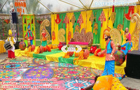 Statues de bienvenue classiques en fibre de verre style Virsa Punjabi, Statues de danse Bhangra Team Jatt Jatti, Décoration de mariage élégante et détachable
