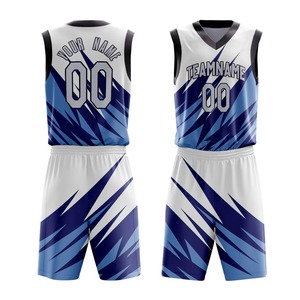 Conjunto de Uniforme de Baloncesto Sublimado Personalizado, Cuello en V, Sin Mangas, Absorbente de Humedad, Unisex, para Adultos, con Estampado de Rayos Azules - Product Image 6