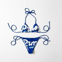 Conjunto de Bikini Hecho a Mano al por Mayor para Mujer, Traje de Baño de 2 Piezas de Corte Alto con Protección UV Frontal, Diseño Estampado, Poliéster y Spandex de Secado Rápido