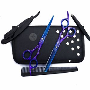 Ciseaux de barbier professionnels unisexes pour la coupe et l'effilage des cheveux, ciseaux droits avec étui noir gratuit - Product Image 1