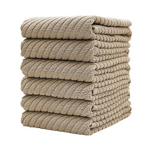 Serviettes de cuisine en coton tissé de couleur unie, écologiques, hautement absorbantes, rectangulaires, séchage rapide, lavables en machine, beige, ensembles - Product Image 4