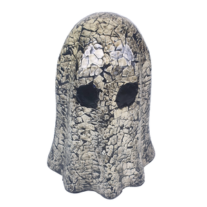 Figura fantasma de cerámica hecha a mano con incrustaciones de cáscara de huevo, escultura de decoración de Halloween en blanco y negro para decoración de mesa de fiesta en casa - Product Image 2