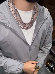 Moissanite Diamond Iced Out Statement <b>Necklace</b> Link Chain Men's Solid Rose <b>Gold</b> Hip Hop Style Everyday Wear Charm - Product Image 5